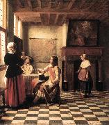 HOOCH, Pieter de A Woman Drinking with Two Men s oil painting artist